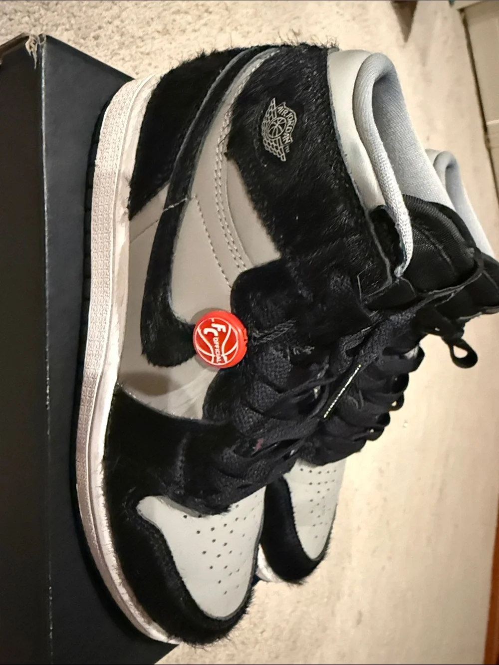 Nike AIR Jordan’s Kids Black and White High-Top Sneakers with Textured Panels